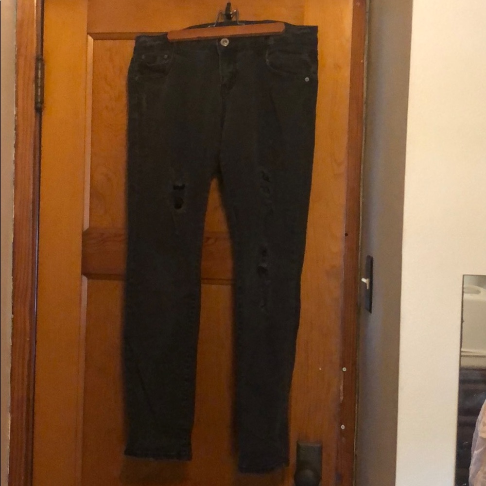 Blue Asphalt Distressed Black Jeans size 13